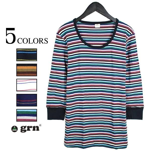 Grn ボーダー カットソー Tシャツ ボーダー柄カットソー 7分袖 七分袖 フライス メンズ 紺 ネイビー Buyee Buyee บร การต วกลางจากญ ป น ซ อจากประเทศญ ป น