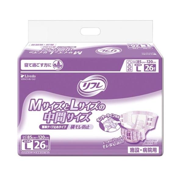 リフレ 簡単テープ止めタイプ おむつ 小さめLサイズ 約6回分 26枚入×6