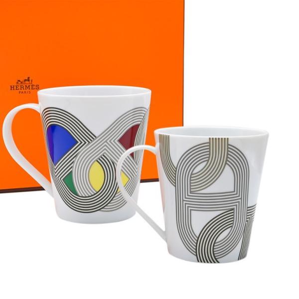 HERMES エルメス ラリー24 マグカップ グレー マルチカラー ペア 240ml 