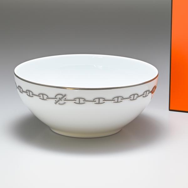 未使用 HERMES エルメス シェーヌダンクル プラチナ ボウル 深皿 alevelshop_4128p