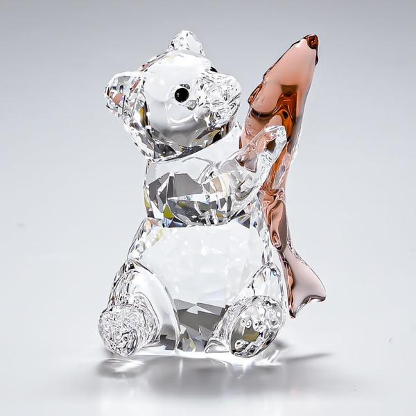 Swarovski クリスタルくま 2体セット　プレート付き 熊 クマ ベア 魚 スワロフスキーSWAROVSKIクリスタル