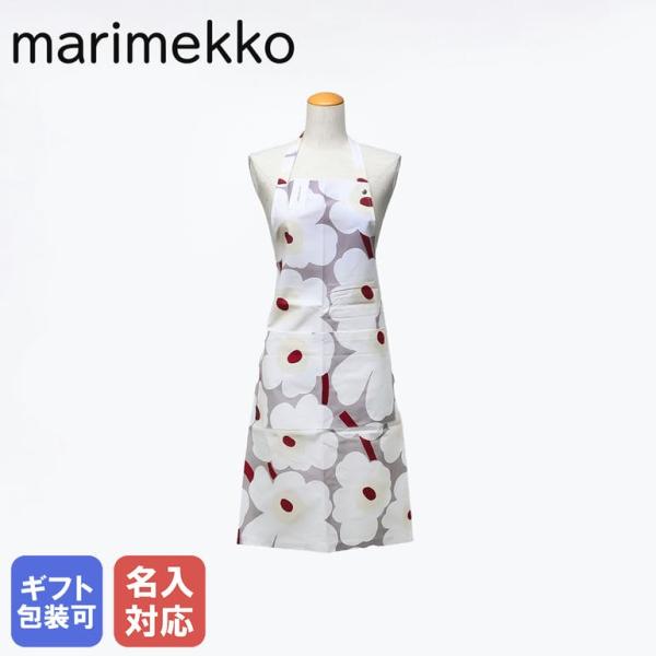 marimekko マリメッコ エプロン ウニッコ ホワイト×グレー