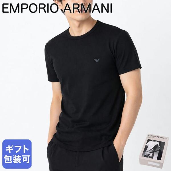 エンポリオ アルマーニ Tシャツ クルーネック 半袖 カットソー アンダーウェア ロゴ入り 2枚パック 全3サイズ メンズ ブラック EM000391 AF14132 MC005