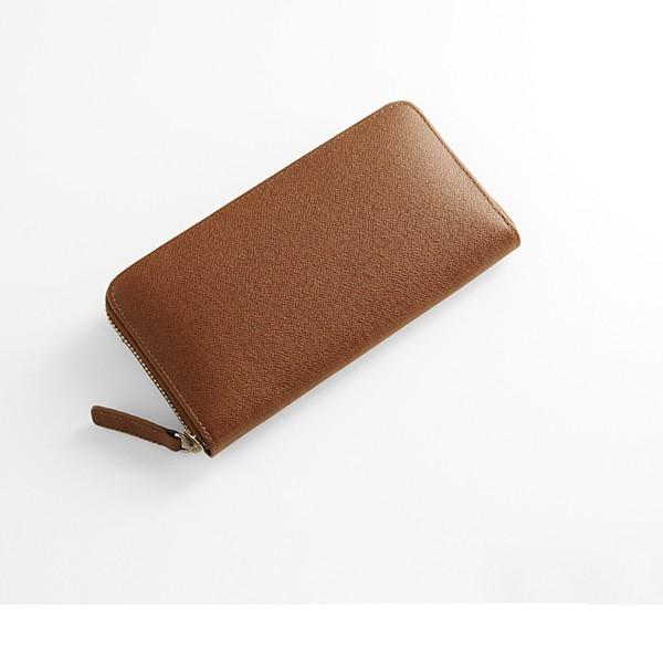 長財布 レディース ライトブラウン ファッション通販 茶色 フランスレザー Haleine アレンヌ 女性 誕生日 ウォレット ラウンドファスナー 牛革 プレゼント