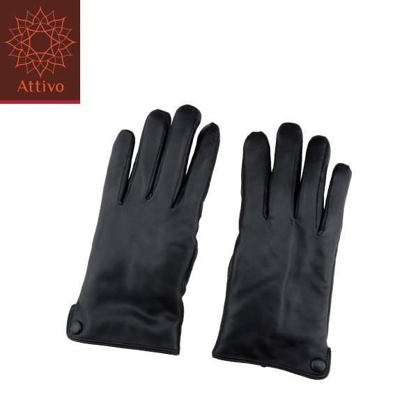 手袋 メンズ スマホ対応 Attivo ブラック 裏地付き M L Xlサイズ 通勤 男性 バイク レザーグローブ 本革 ハイクオリティ 自転車 ブランド シンプル