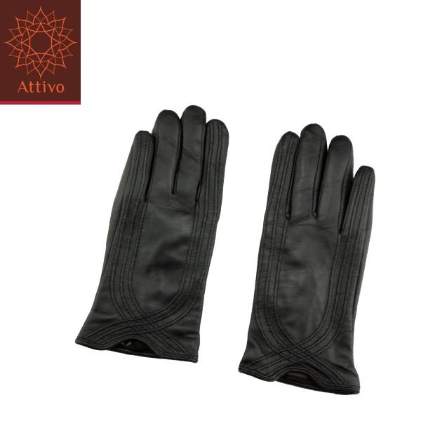 手袋 レディース スマホ対応 Attivo 羊革 裏地付き 当店限定販売 ブラック 黒 女性用 レザーグローブ ブランド 通勤 4サイズ 本革 自転車 バイク