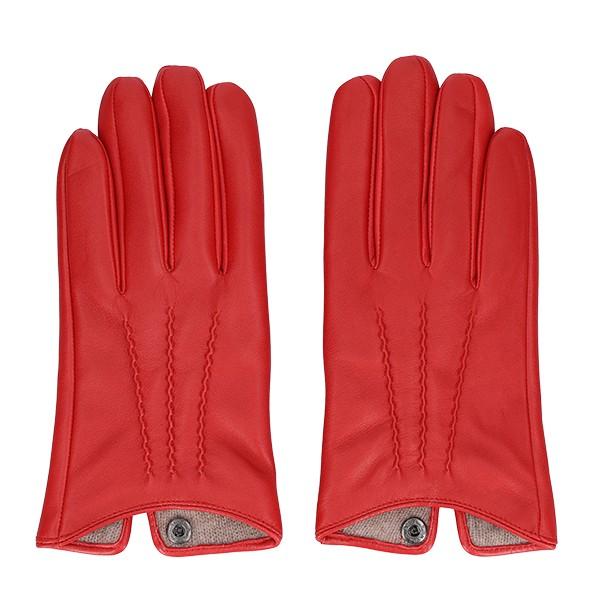 革手袋 メンズ スマホ対応 レッド 赤 レザーグローブ 裏地カシミヤ100
