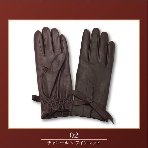 超特価sale開催 手袋 レディース ブランド イタリア製 羊革 ライトグレー ダークグレー リボン付 本革 Club 裏地カシミヤ100 Sサイズ レザーグローブ Demi