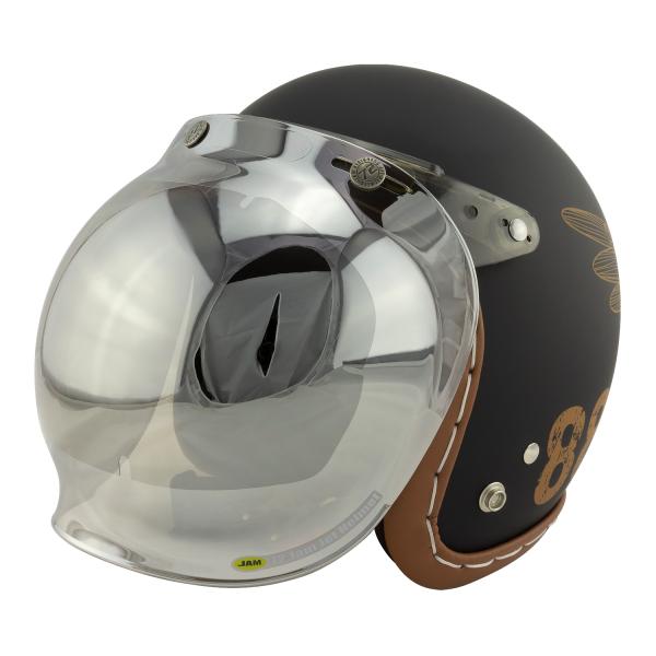 スモールジェットヘルメット シールドセット ブラック×ブラウン フリーサイズ 開閉式バブルシールド FM クリア VT-11