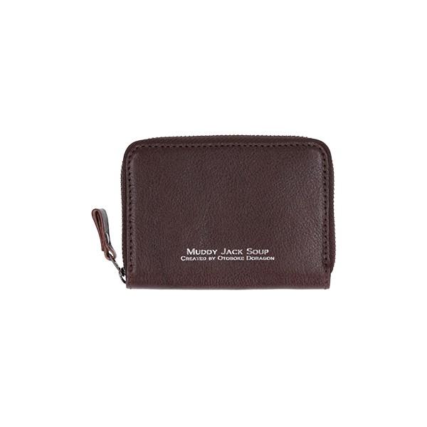 二つ折り コインケース メンズ レディース チョコ ラウンドファスナー 日本製 小銭入れ Muddyjacksoup マディジャック