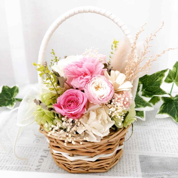 プリザーブドフラワー 薔薇 アレンジメント 籠入り プリザーブドフラワー アレンジメント カーネーション 母の日 籠