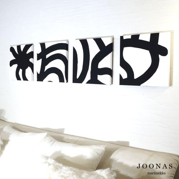 �������� �t�@�u���b�N�p�l�� �A���X marimekko JOONAS 30×30cm 4���Z�b�g �}�����b�R ���[�i�X ���m�g�[�� �� �� �V���v�� �k���t�B�������h white black