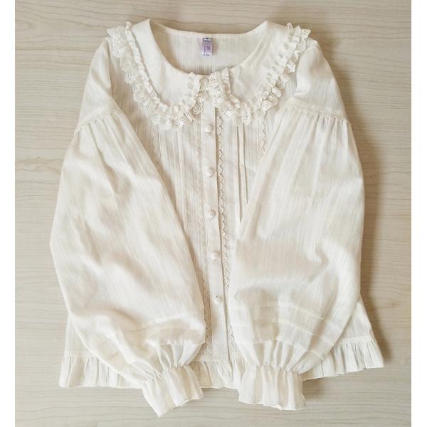 ロリータ ブラウス レディース 長袖 ロリィタ ゴシック ゴスロリ シャツ 清楚  XS-2XL コットン 暖か 厚手 選べる