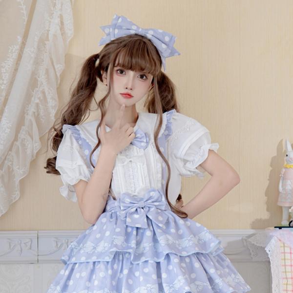 懐古ロリータ　ロリィタ　パフ袖　半袖　綿レース　ブラウス　コルネットに相性抜群♡ 懐古ロリータロリィタパフ袖半袖綿レースブラウスコルネットに