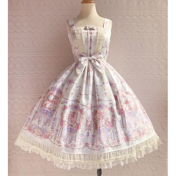 ワンピース ロリータ ロリィタ ノースリーブワンピ 緻密 プリント