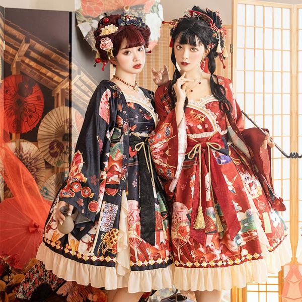 和風ロリータ ワンピース 羽織 豪華セット コスプレ 衣装 着物 和ロリ 