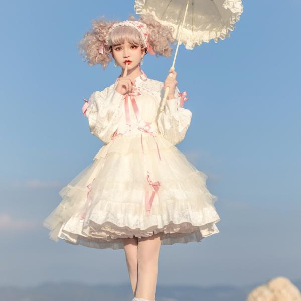 秋 新作 中華風 ゆめかわいい 中華ロリータ ロリータ メイド服 ワンピース ドレス 長袖 ゴシック ゴスロリ 甘ロリ ロリィタ 天使 小悪魔  :A040394:Alice Doll 通販 