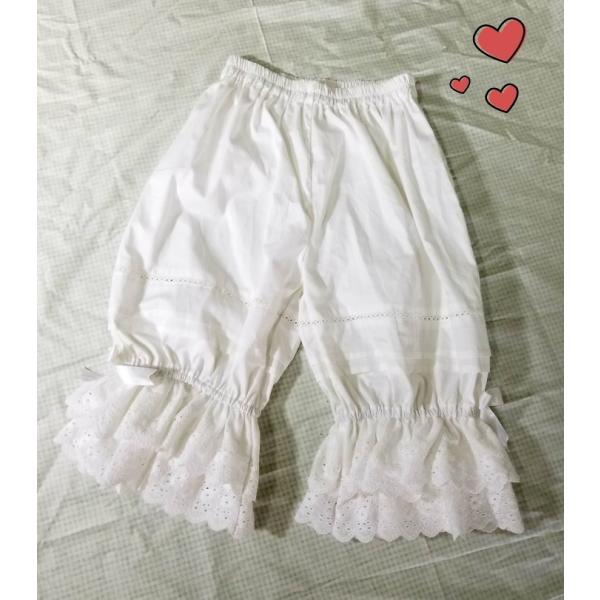 即納 ロリータ ドロワーズ かぼちゃパンツ パニエ 春夏秋 薄手 2枚重ね ロング丈 選べる着丈