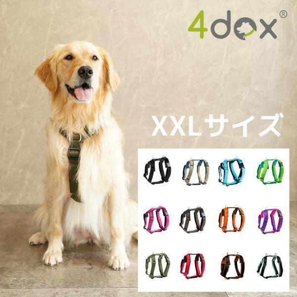 犬 ハーネス 4doxハーネス ドッグトレーナー推奨/ 抜けにくい 引っ張り癖改善 安定したフィット感 ダブルリード可能 クッションパット素材 XXLサイズ
