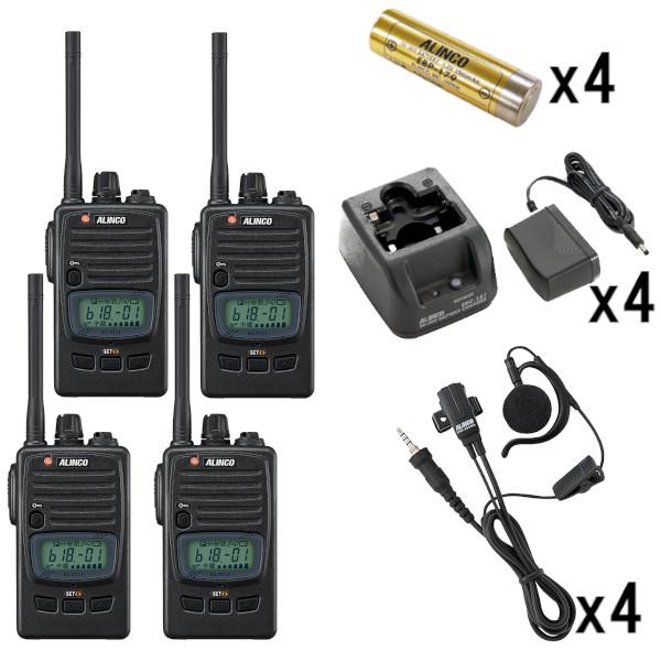 生産終了品 フルセットx4 DJ-P221MA ミドルアンテナ 47ch 特定小電力トランシーバー+EBP-179 バッテリー+EDC-181A 充電器+EME-654MA