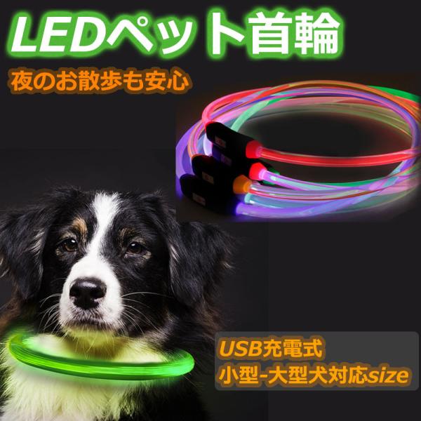 首輪 犬 おしゃれ 光る LED ライト USB 充電式 ペット 小型犬 中型犬 大型犬 安全 対策