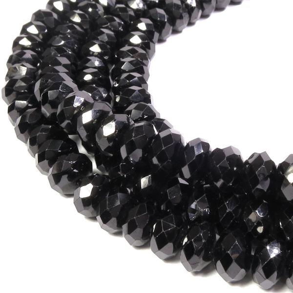 ブラックスピネル 6×4mm 天然石 ビーズ ボタンカット 8玉セット 粒売り パワーストーン バラ売り ビ-ズ パーツ 尖晶石 天然石ビーズ