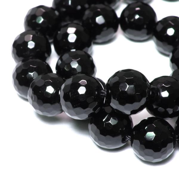天然石ビーズ オニキス 8mm 128面カット 10玉セット パワーストーン 粒売り 贈り物