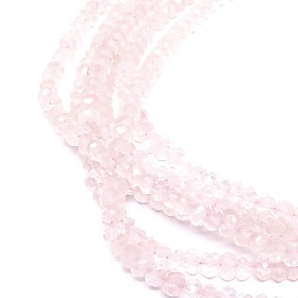 天然石ビーズ ローズクオーツ 3.5×2mm ボタンカット 10cm連 パワーストーン 連売り 贈り物