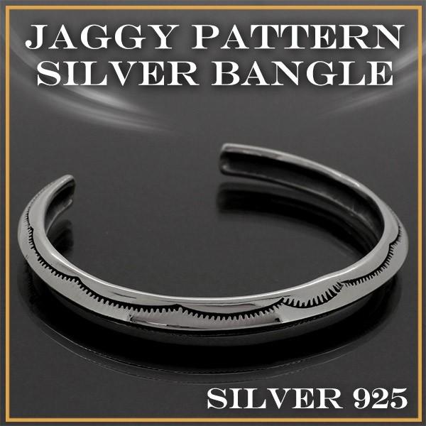 エスニック模様 シルバーバングル シルバーバングル メンズ ジャギー模様 エスニック シルバー925
