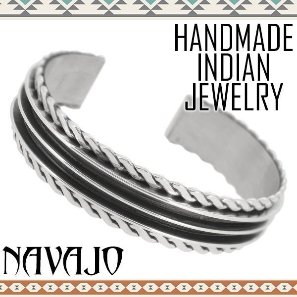 Indian Jewelry バングル ナバホ族 ブラックライン ワイヤーエッジ