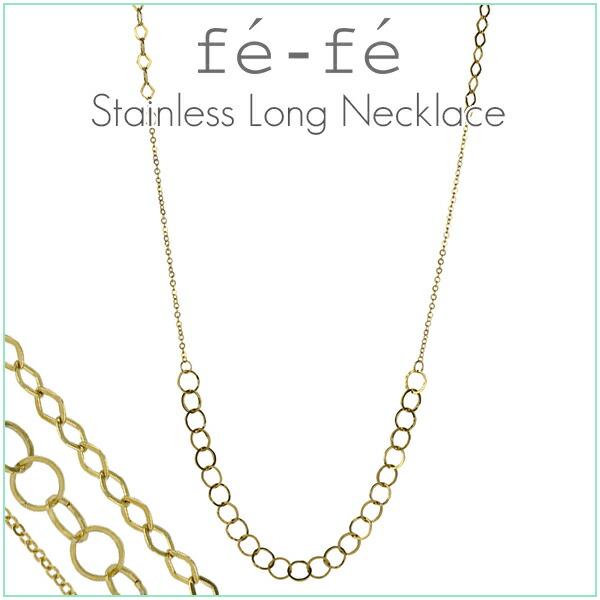 fe-fe ロングネックレス レディース イエローゴールド カラー  