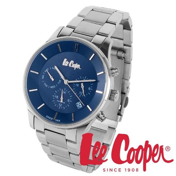 Lee Cooper リークーパー 腕時計 メンズ ブランド メタルバンド lc6857.390 ネイビー シルバー クロノグラフ