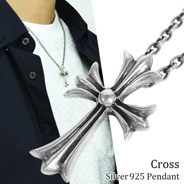 ゴシック フレア クロス シルバー ペンダント トップ (チェーン