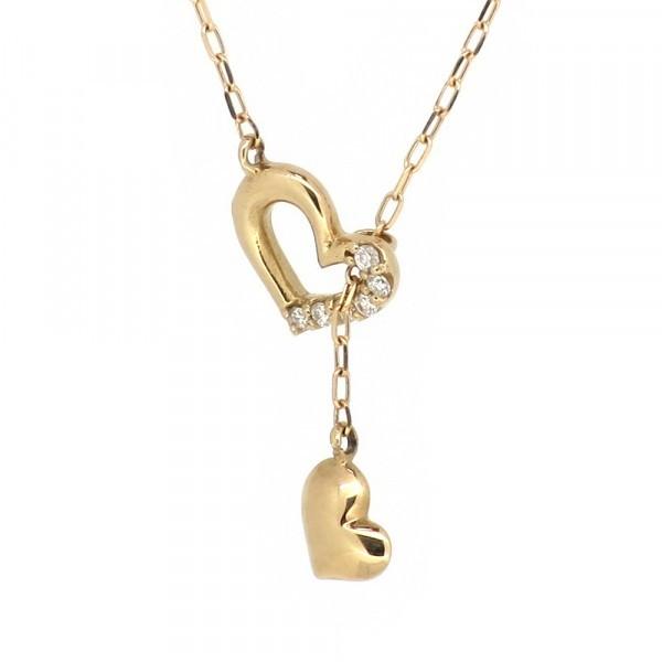 ハート ゴールドネックレス 二重 二連 ダブル 18金 ピンクゴールド ダイヤモンド ダイアモンド ジュエリー ネックレス Supersport Tn