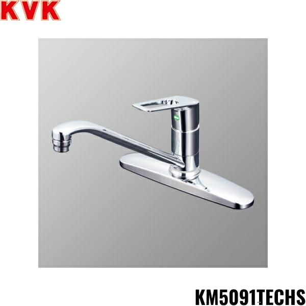 KVK KM5091TECHS 台付シングル　混合水栓 シングル混合栓（eレバー）：KM5091TEC｜キッチン用水栓：台付2