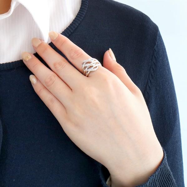 爆売り ホワイトゴールドダイヤモンドリング幅広指輪ウエーブ3連 今だけ代引手数料無料 ギフ包装大好評