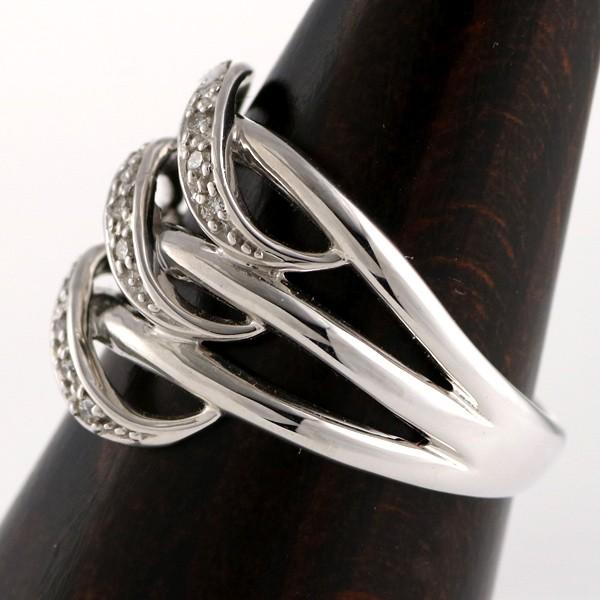 爆売り ホワイトゴールドダイヤモンドリング幅広指輪ウエーブ3連 今だけ代引手数料無料 ギフ包装大好評