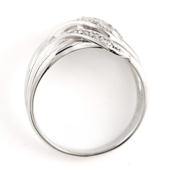 爆売り ホワイトゴールドダイヤモンドリング幅広指輪ウエーブ3連 今だけ代引手数料無料 ギフ包装大好評