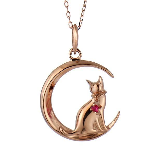 ネックレス レディース 天然石 ルビー 猫 ネックレス 7月 誕生日 アクセサリー クーポン オーダー爆買