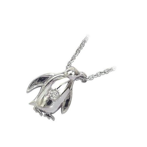 ネックレス レディース 天然石 ネックレス ダイヤモンド 4月 誕生石 ペンギン シルバー プレゼント オーダー爆買