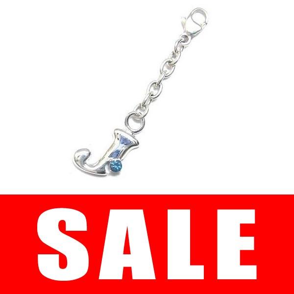 オーダーチャーム J イニシャル 11月誕生石ブルートパーズチャームトップ ホルダーCanCam