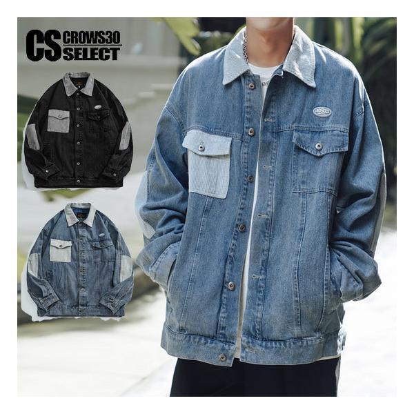 Gジャン メンズ デニムジャケット バイカラー コーデュロイ オシャレ