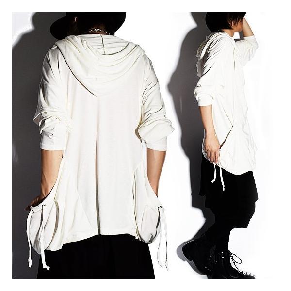 ロングtシャツ メンズ ロング丈 変形 ドレープ パーカー カットソー 無地 ホワイト 白 ブランド 個性的 ホスト V系 ビジュアル系 モード系 日本製 ファッション Buyee 日本代购平台 产品购物网站大全 Buyee一站式代购 Bot Online