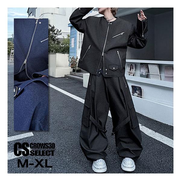 [Release date: August 21, 2025][CROWS 30 SELECT]デニムライダース＆ワイドセットアップネイビー/ブラックMサイズ/Lサイズ/XLサイズ今人気のセットアップデザイン！多数のジッパーを施したデニムジ...