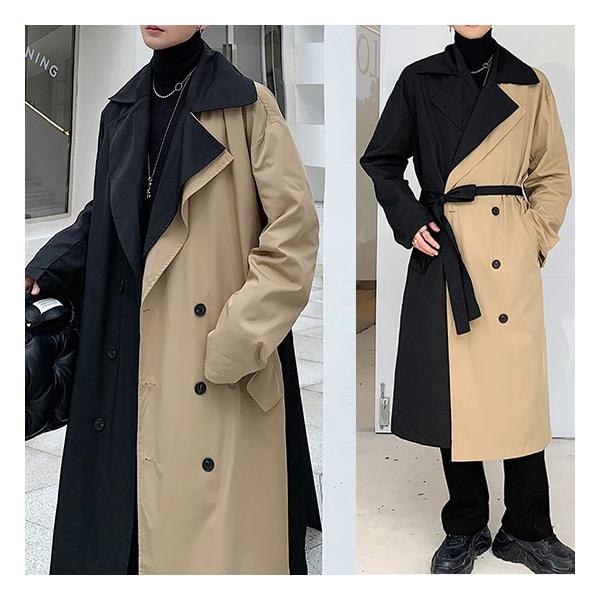 品質検査済 メンズ バイカラー Sale ロング コート トレンチ トレンチコート Alrc Asia