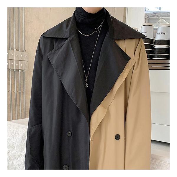 トレンチコート メンズ ロングコート ロング丈 コート バイカラーコート インポート 19 秋 冬 新作 お兄系 V系 ホスト 衣装 モード系ファッション Buyee Buyee Japanese Proxy Service Buy From Japan Bot Online