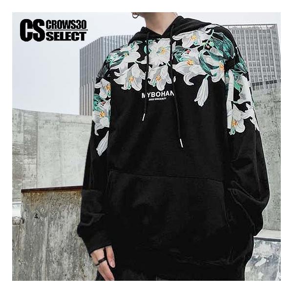 パーカー メンズ ロングtシャツ 花柄 フラワー ビッグプリント プルオーバーパーカー インポート 19 秋 冬 新作 お兄系 個性的 V系 ホスト Buyee 日本代购平台 产品购物网站大全 Buyee一站式代购 Bot Online