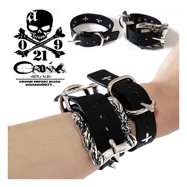 V系 ブレスレット メンズ モード系 オラオラ系 本革 レザー 十字架