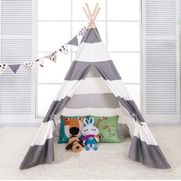 送料無料 限定特価 キッズテント ティピーテント キッズ 子供用 ハウス 室内 簡易 おもちゃ プレイハウス 秘密基地 グレー ホワイト Buyee Servicio De Proxy Japones Buyee Compra En Japon
