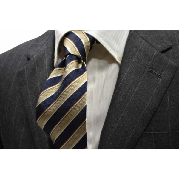 ベージュ、紺（ネイビー）、ホワイトのストライプネクタイ/10%OFF/STN
